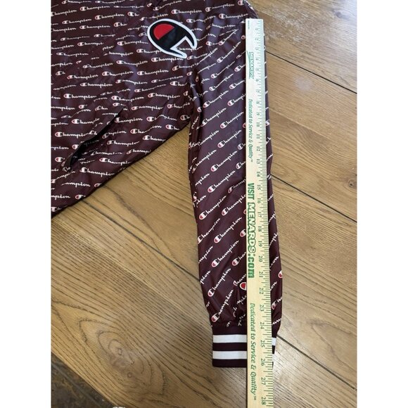 Champion Life All‎ Over Print Maroon Satin Baseball Jacket Mens Sz Medium Preppy - Picture 13 of 16